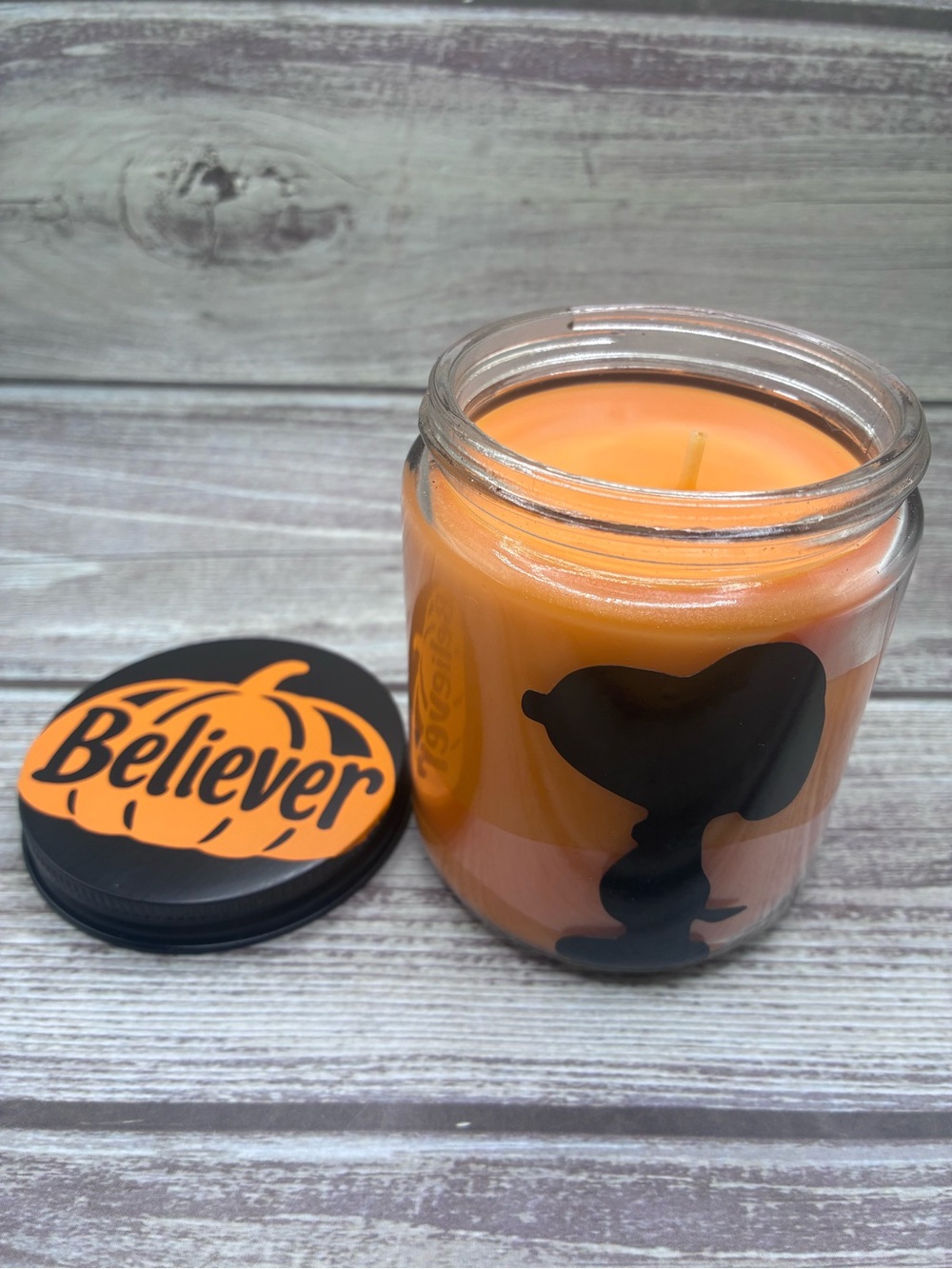 Pumpkin Snoopy Inspired Candle
